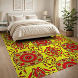 Vibrant Yellow Persian Medallion Area Rug