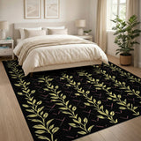 Golden Leaf Vine Pattern Area Rug