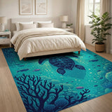 Sea Turtle Ocean Blue Teal Area Rug