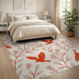 Red Cardinal Birds Floral Branches Area Rug
