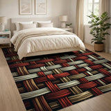 Bold Red Basket Weave Area Rug