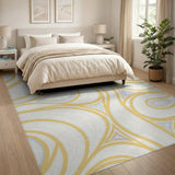Abstract Area Yellow Swirl Abstract Area Rug