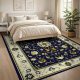 Elegant Navy Persian Floral Area Rug