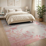 Blush Pink Leaf Floral Area Rug