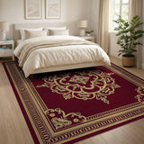 Ornate Burgundy Red Gold Persian Area Rug