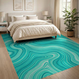 Teal Wave Abstract Blue and Teal Area Rug
