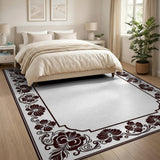 Intricate Red Floral Border Area Rug