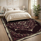 Ornate Distressed Vintage Red Medallion Rug