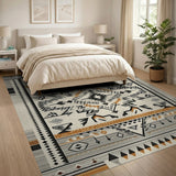 Beige Southwestern Geometric Area Rug with Terracotta Accents