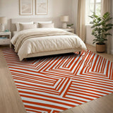 Geometric Modern Bold Red Geometric Zigzag Area Rug