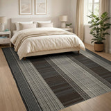 Southwestern Brown Tan Vertical Stripe Woven Rug