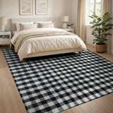 Black White Checkered Woven Area Rug