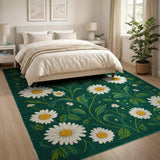 Emerald Green Daisy Meadow Area Rug