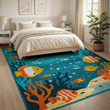 Playful Cartoon Fish Underwater Area Rug