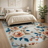 Creamy Peach Blossom Floral Area Rug