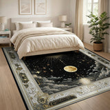 Golden Sun Face Moon Celestial Rug