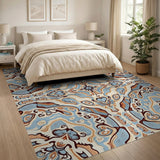Swirling Blue Teal Abstract Area Rug