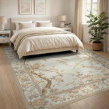 Cream Rose Blossom Branch Floral Rug
