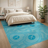 Teal Abstract Organic Wave Area Rug