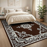 Ornate Brown Persian Medallion Area Rug