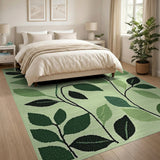 Floral Vintage Green Lush Green Leaves Area Rug