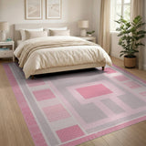 Blush Pink Grey Geometric Modern Area Rug