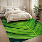 Green Lush Green Palm Leaf Area Rug