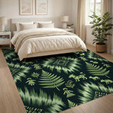 Vibrant Green Tribal Ferns and Wildlife Rug