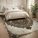 Ornate Gilded Heart Mandala Area Rug