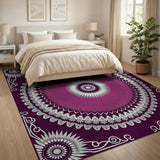 Purple Mandala Area Rug with Sunflower Motifs