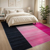 Black Pink Ombre Vertical Stripe Area Rug