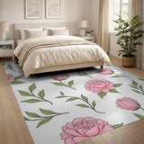 Blush Peony Floral Pattern Area Rug