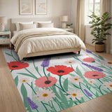 Floral Vintage Wildflower Meadow Floral Area Rug