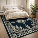 Elegant Navy Medallion Persian Area Rug