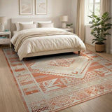 Southwestern Orange Terracotta Diamond Southwestern Area Rug