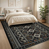 Black White Southwestern Geometric Black and White Area Rug