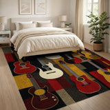 Vibrant Guitar Mosaic Area Rug