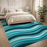 Serene Blue Waves Abstract Area Rug