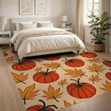 Autumn Pumpkin Maple Leaf Pattern Area Rug