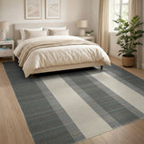 Modern Vertical Grey Striped Area Rug
