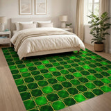 Emerald Green Gold Starburst Geometric Area Rug