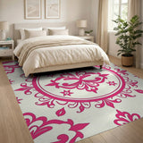 Pink Pink Floral Medallion Area Rug