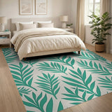 Green Vibrant Green Palm Leaf Coastal Area Rug
