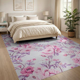 Blush Pink Blossom Floral Vintage Area Rug