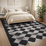 Modern Geometric Black White Diamond Area Rug