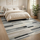 Modern Grey Stripe Abstract Area Rug