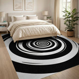 Hypnotic Black White Spiral Geometric Modern Area Rug