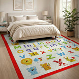 Vibrant ABC Alphabet Kids Rug with Cute Animals