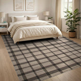 Modern Grey Plaid Geometric Area Rug