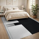 Modern Black White Geometric Abstract Rug